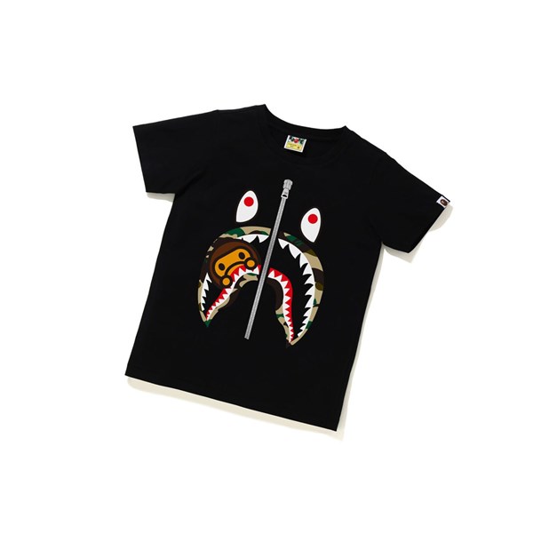 A BATHING APE Bape 1st Camo Milo Shark Tee Kurzes Sleeve T-shirts Damen Schwarz | 820375-PGR