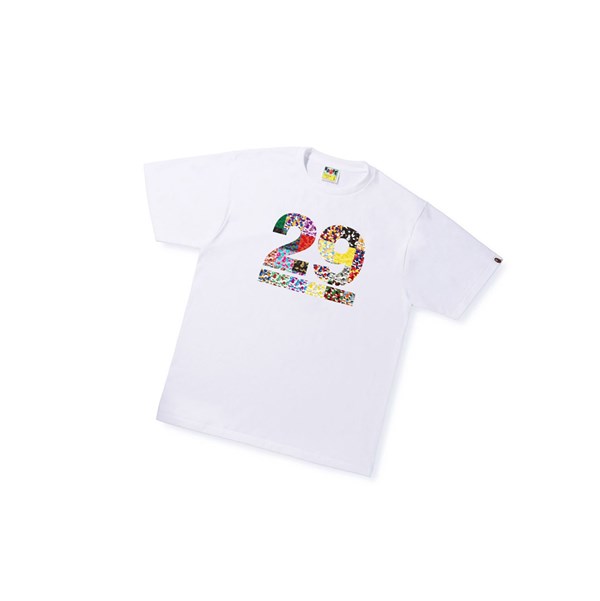 A BATHING APE Bape A Bathing Ape 29th Anniversary Tee Kurzes Sleeve T-shirts Herren Weiß | 387496-QGW