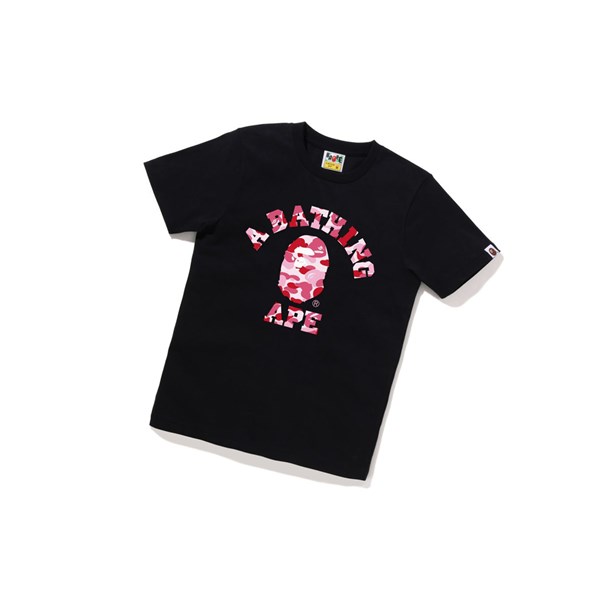 A BATHING APE Bape Abc Camo College Tee Kurzes Sleeve T-shirts Damen Schwarz | 941285-ERK