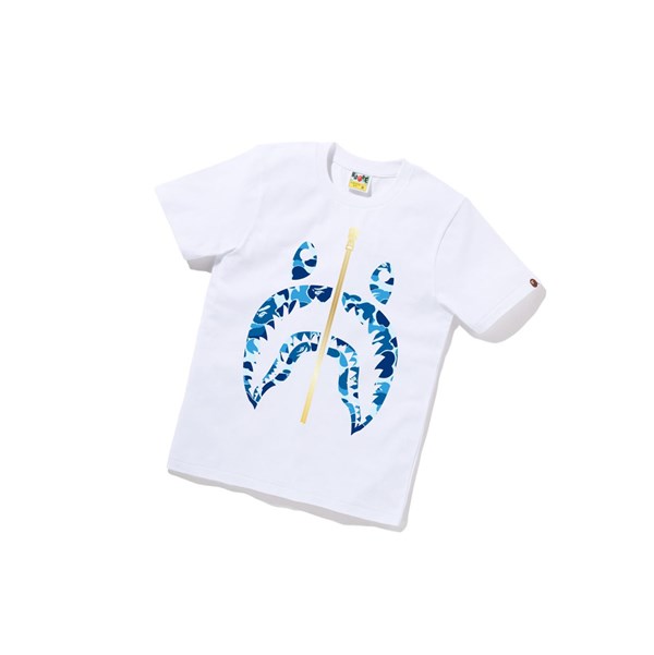 A BATHING APE Bape Abc Camo Shark Tee Kurzes Sleeve T-shirts Damen Weiß | 601785-VHG