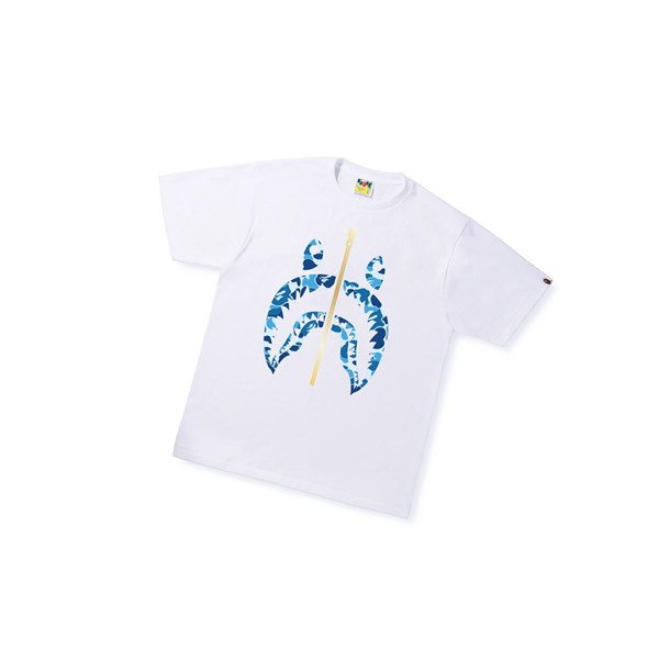 A BATHING APE Bape Abc Camo Shark Tee Kurzes Sleeve T-shirts Herren Weiß | 825649-WEY