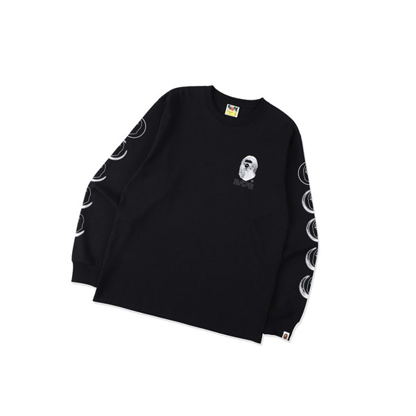 A BATHING APE Bape Ape Head Moon Long Sleeve Tee Long Sleeve T-shirts Herren Schwarz | 671258-CZB