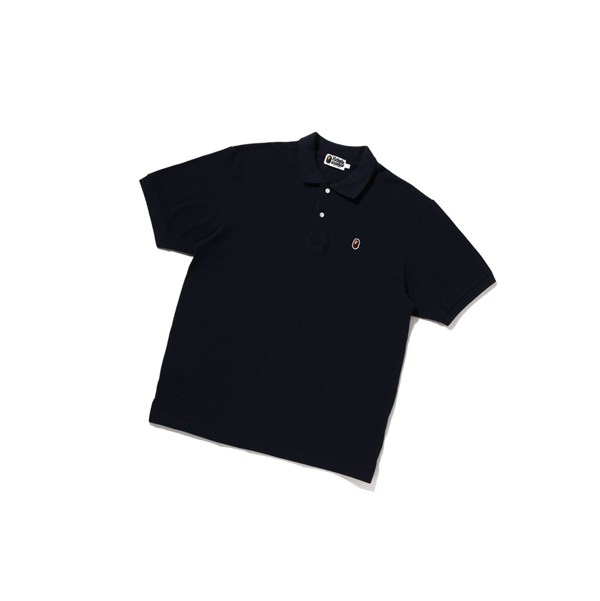 A BATHING APE Bape Ape Head One Point Relaxed Fit Kurzes Sleeve Polo Herren Navy Blau | 397214-LZE