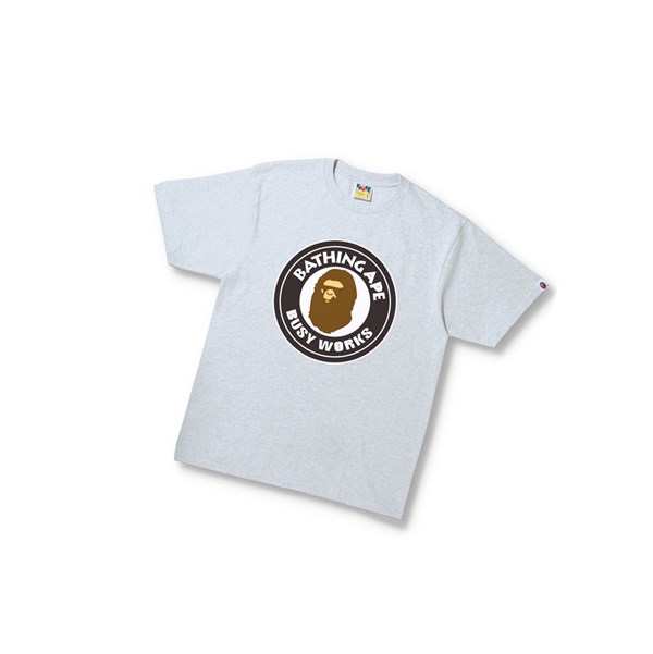 A BATHING APE Bape Busy Works Tee Kurzes Sleeve T-shirts Herren Grau | 159623-BID