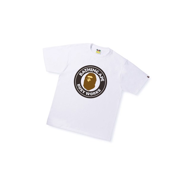 A BATHING APE Bape Busy Works Tee Kurzes Sleeve T-shirts Herren Weiß | 187549-NVD