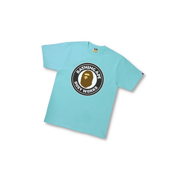 A BATHING APE Bape Busy Works Tee Kurzes Sleeve T-shirts Herren Blau | 892431-KWS