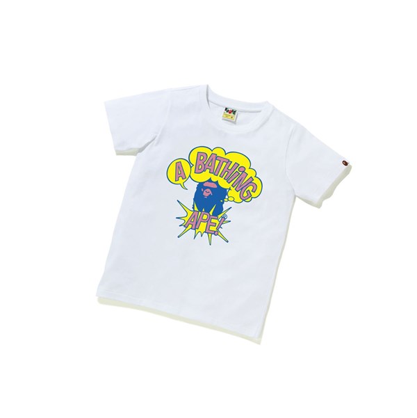 A BATHING APE Bape Cartoon College Tee Kurzes Sleeve T-shirts Damen Weiß | 780613-ZAF