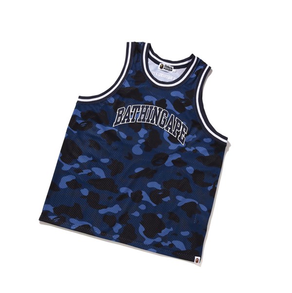 A BATHING APE Bape Color Camo Basketball Tank Top Tank Tops Herren Blau | 095341-PJL