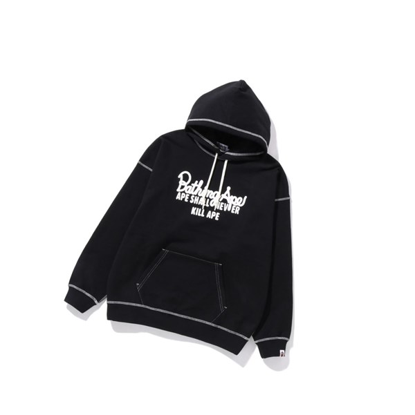 A BATHING APE Bape Color Stitching Oversized Pullover Hoodie Damen Schwarz | 684752-LUI