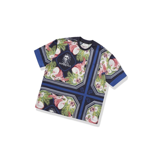 A BATHING APE Bape Floral Print Ape Head Tee Kurzes Sleeve T-shirts Herren Blau | 683529-ZVG