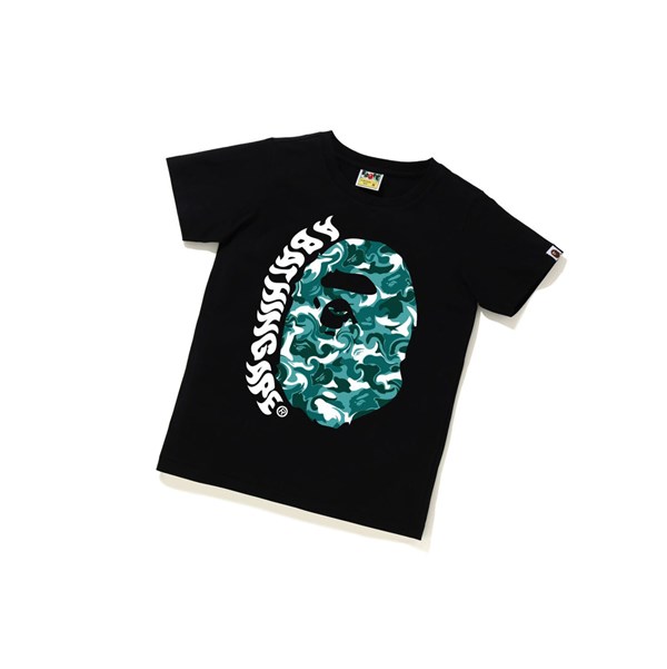 A BATHING APE Bape Marble Camo Ape Head Tee Kurzes Sleeve T-shirts Damen Schwarz | 653742-AKR