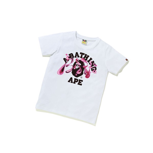 A BATHING APE Bape Marble Camo Liquid College Tee Kurzes Sleeve T-shirts Damen Weiß | 075913-HCE