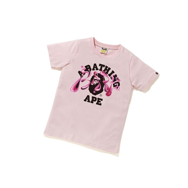 A BATHING APE Bape Marble Camo Liquid College Tee Kurzes Sleeve T-shirts Damen Rosa | 254180-JON