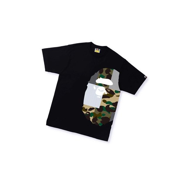 A BATHING APE Bape Military Crazy Side Big Ape Head Tee Kurzes Sleeve T-shirts Herren Schwarz | 914362-LCI