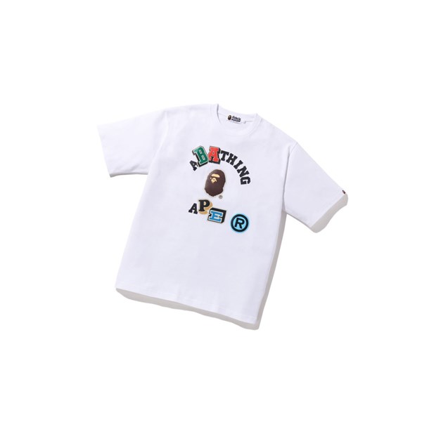 A BATHING APE Bape Multi Fonts Relaxed Fit College Tee Kurzes Sleeve T-shirts Herren Weiß | 857130-LKP