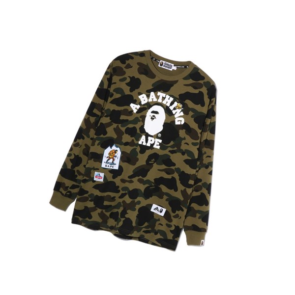 A BATHING APE Bape Multi Label 1st Camo L/S Tee Long Sleeve T-shirts Damen Grün | 962581-YNC