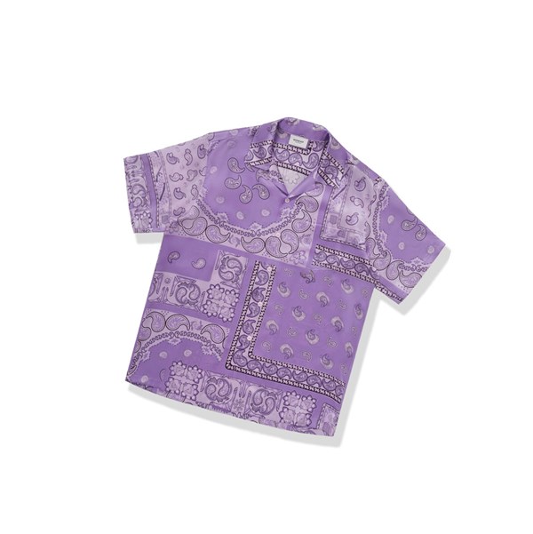 A BATHING APE Bape Paisley Print Kurzes Sleeve Hemd Herren Lila | 086451-KFM