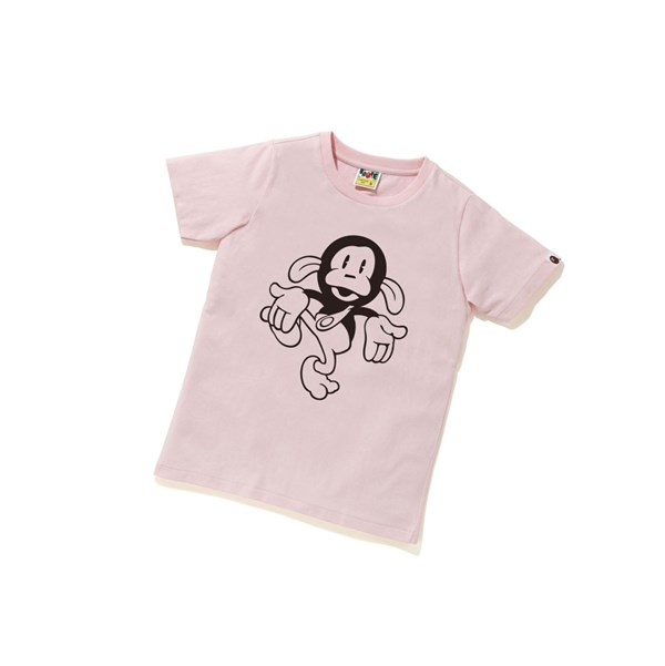 A BATHING APE Bape Pigment Klassische Baby Milo Tee Kurzes Sleeve T-shirts Damen Rosa | 405789-QMR