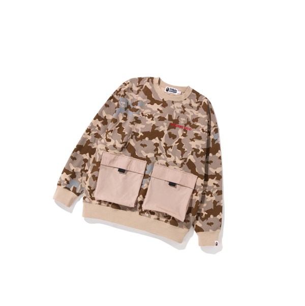 A BATHING APE Bape Sand Camo Big Pocket Oversized Crewneck Sweatshirts Damen Beige | 903816-YRA