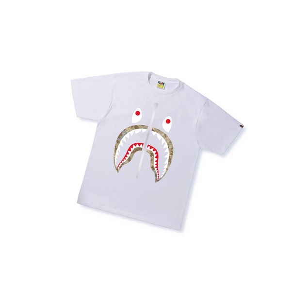 A BATHING APE Bape Sand Camo Shark Tee Kurzes Sleeve T-shirts Herren Weiß | 685734-IJT