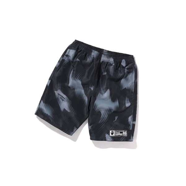 A BATHING APE Bape Stroke Camo Beach Kurze Hose Herren Schwarz | 320146-ISH