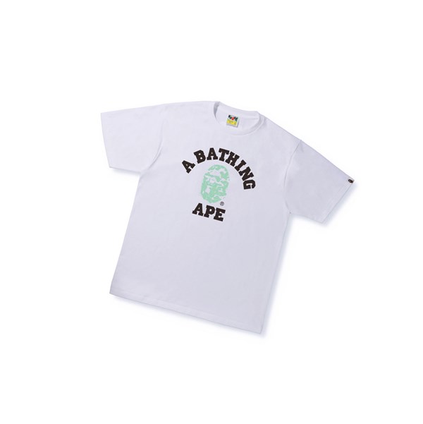 A BATHING APE Bape Text Code Camo College Tee Kurzes Sleeve T-shirts Herren Weiß | 478651-IEW