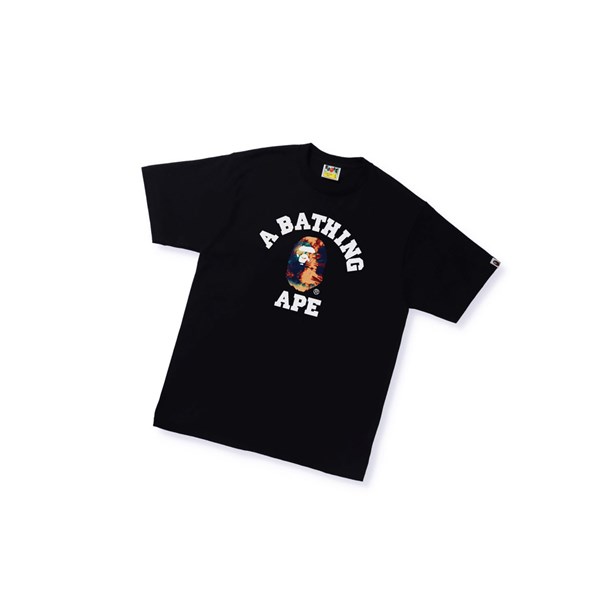 A BATHING APE Bape Tie Dye College Tee Kurzes Sleeve T-shirts Herren Schwarz | 239167-MDR