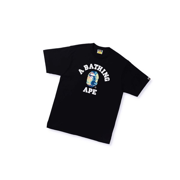 A BATHING APE Bape Tie Dye College Tee Kurzes Sleeve T-shirts Herren Schwarz | 603814-HSW