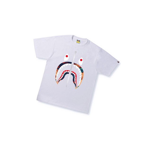 A BATHING APE Bape Tie Dye Shark Tee Kurzes Sleeve T-shirts Herren Weiß | 460951-FQX