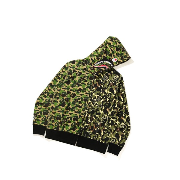 A BATHING APE Bape X Mo'Wax X Unkle Bape Camo Zip Throughs Hoodie Herren Grün | 754920-OZR