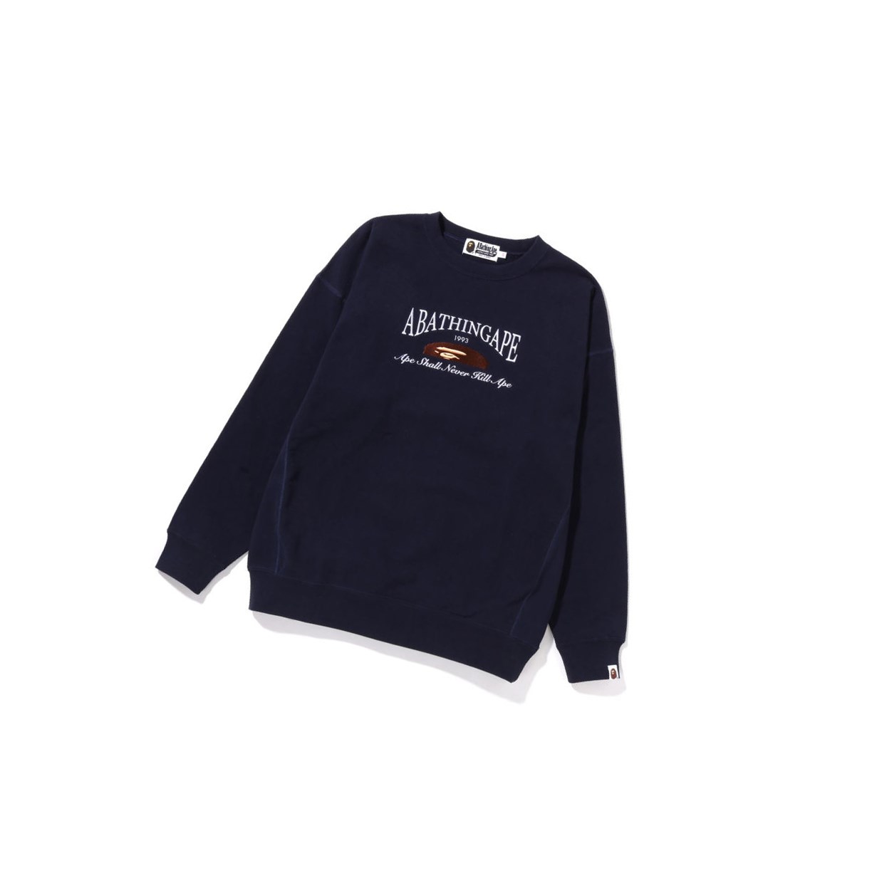 A BATHING APE Bape A Bathing Ape Embroidery Oversized Crewneck Sweatshirts Damen Navy Blau | 581039-JEW