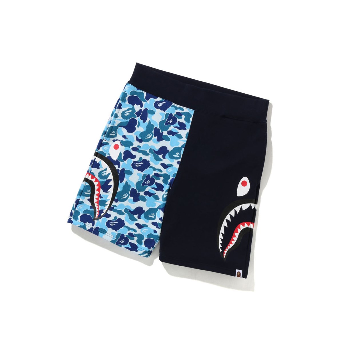 A BATHING APE Bape Abc Camo Side Shark Sweat Kurze Hose Herren Blau | 051386-KCZ