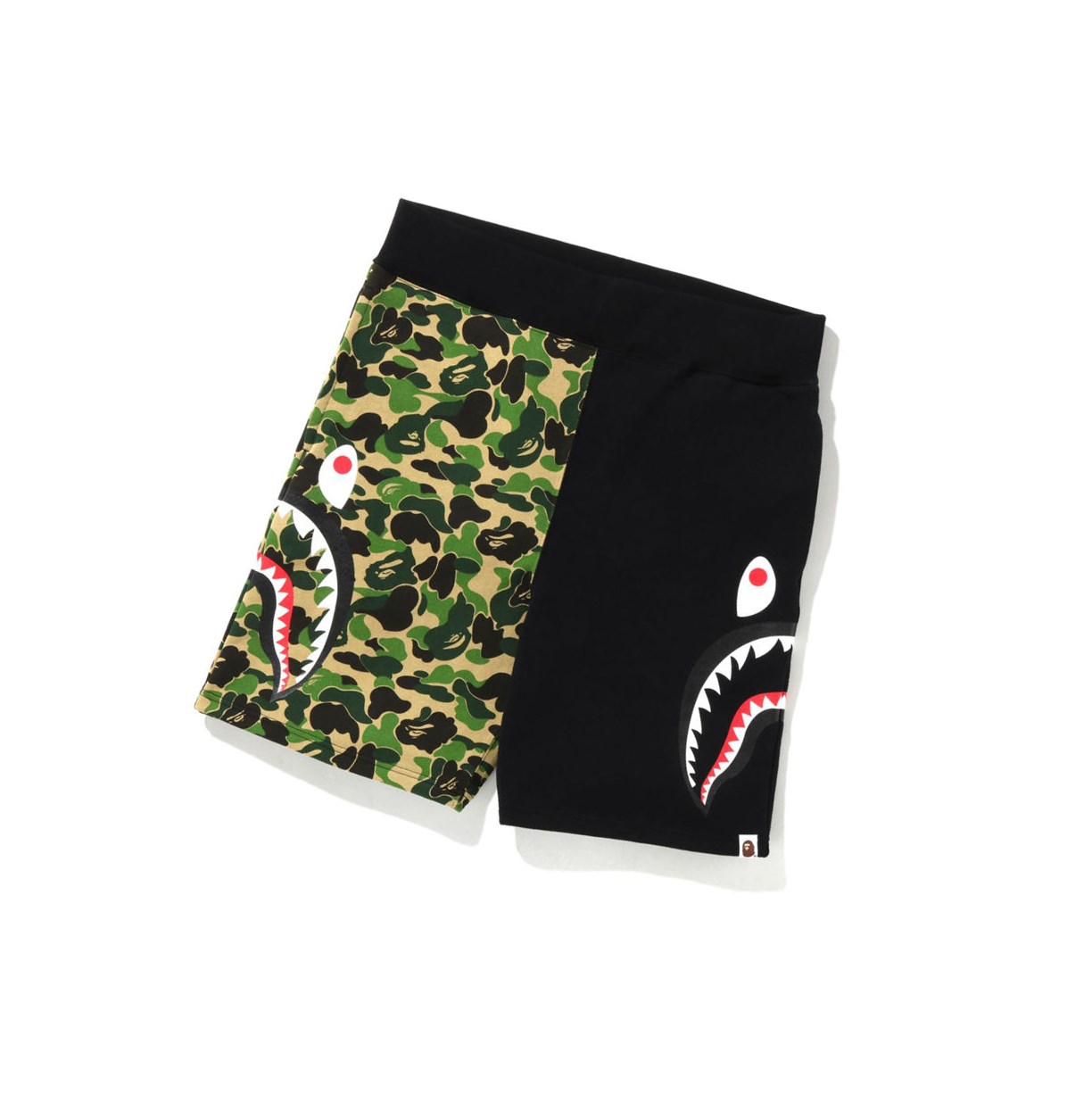 A BATHING APE Bape Abc Camo Side Shark Sweat Kurze Hose Herren Grün | 724901-OPC