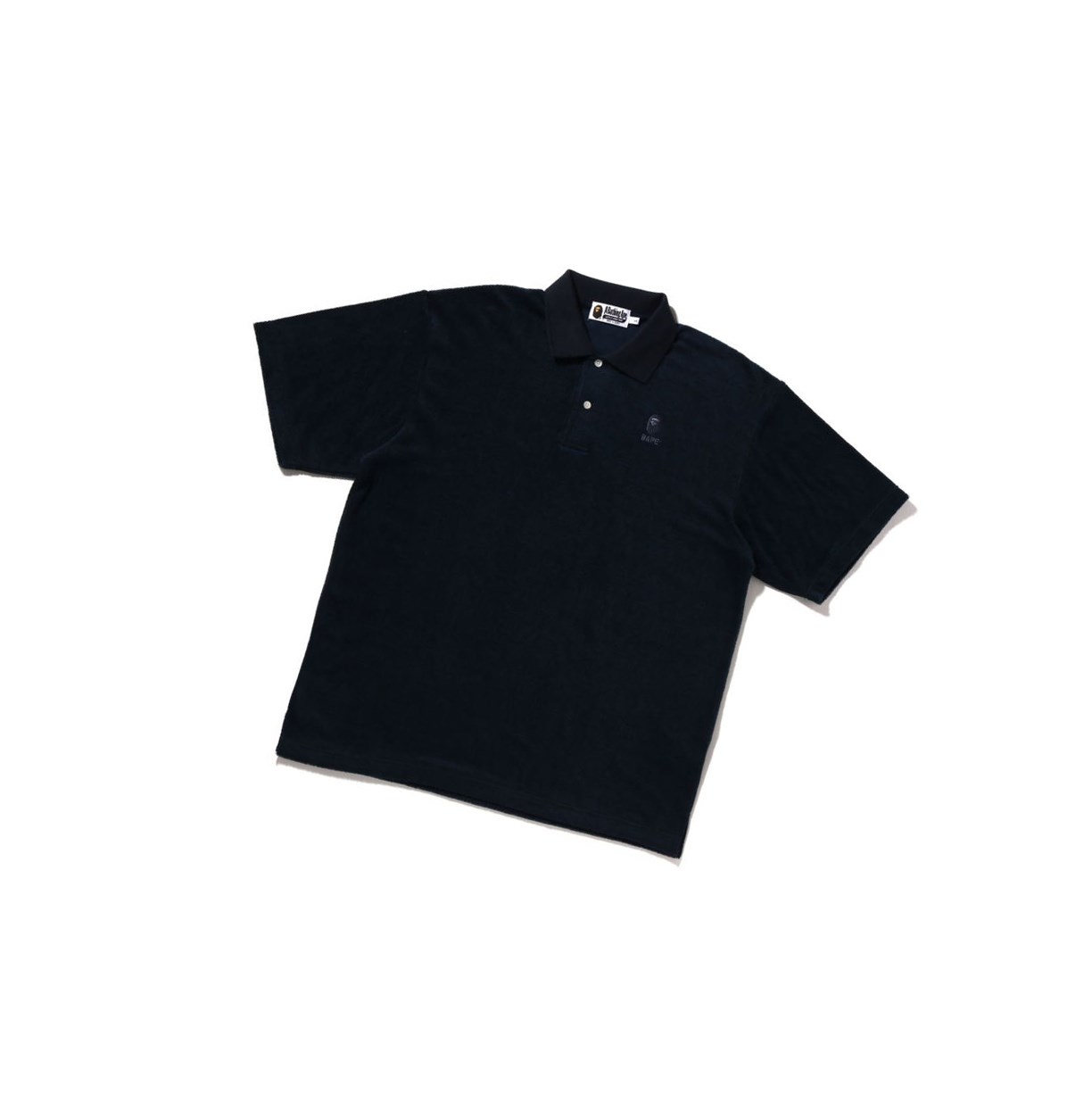 A BATHING APE Bape Ape Head Towelling Kurzes Sleeve Polo Herren Blau | 746215-GUK