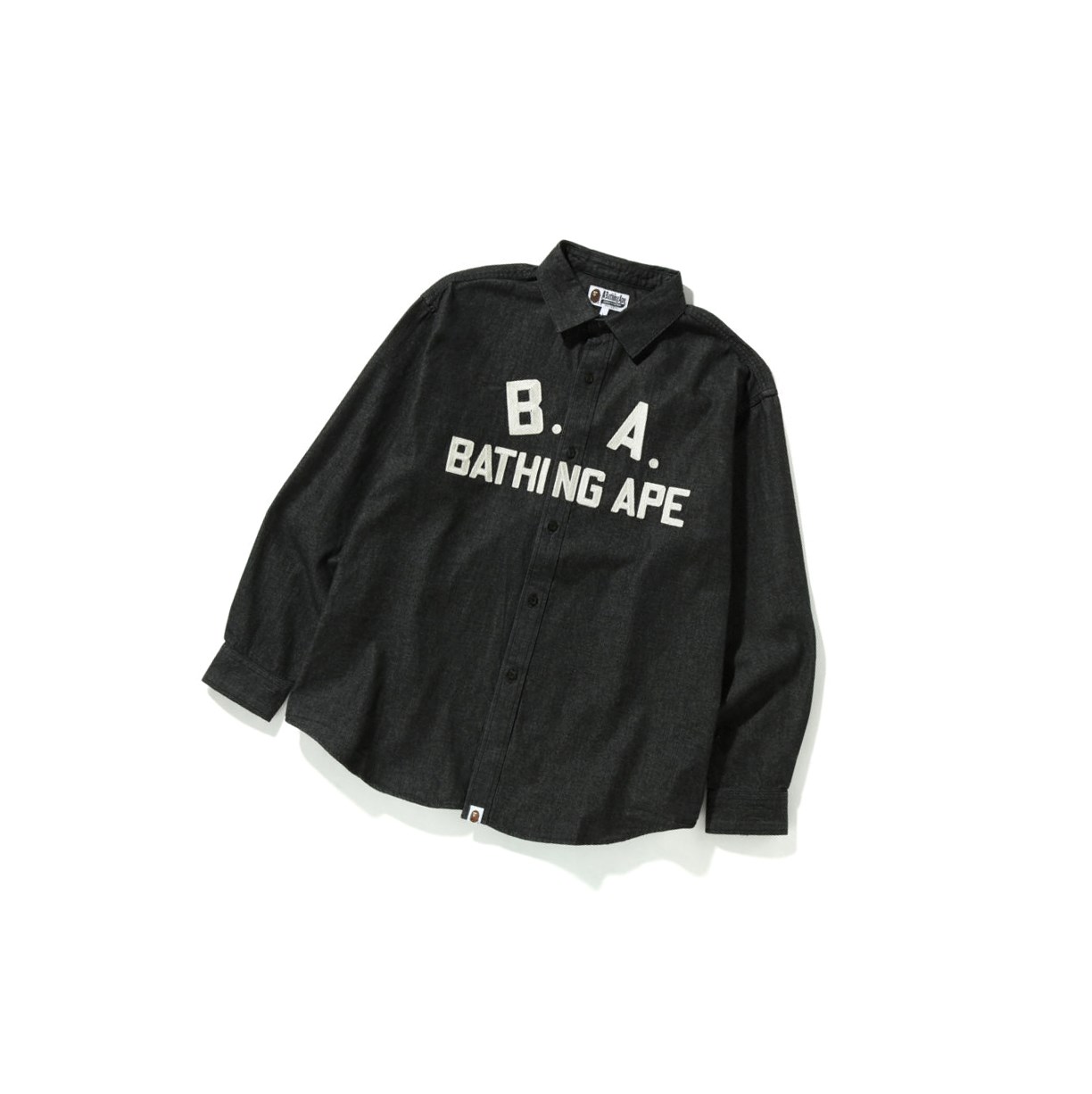 A BATHING APE Bape B.A Loose Fit Denim Long Sleeve Hemd Herren Schwarz | 218349-UAN