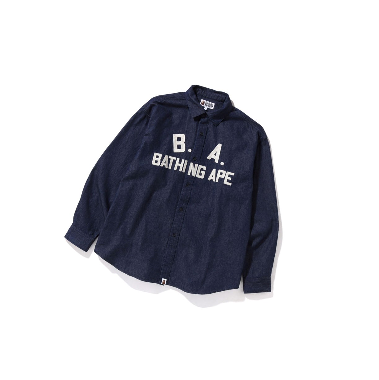 A BATHING APE Bape B.A Loose Fit Denim Long Sleeve Hemd Herren Blau | 769108-BON