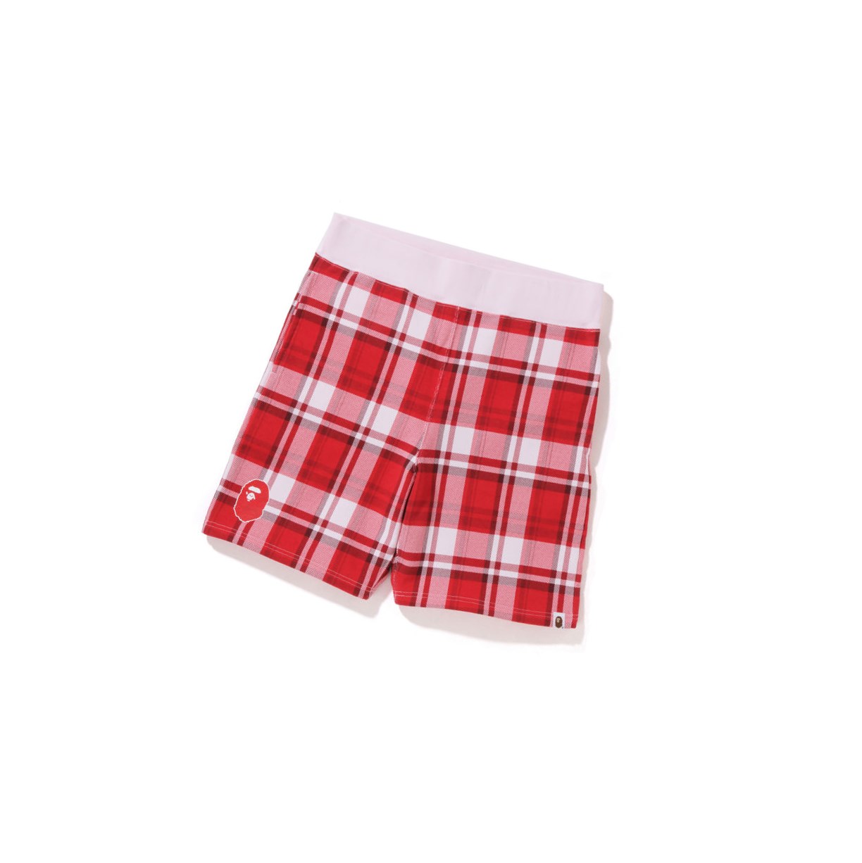 A BATHING APE Bape Check Gift Sweat Kurze Hose Herren Rot | 241975-TYL