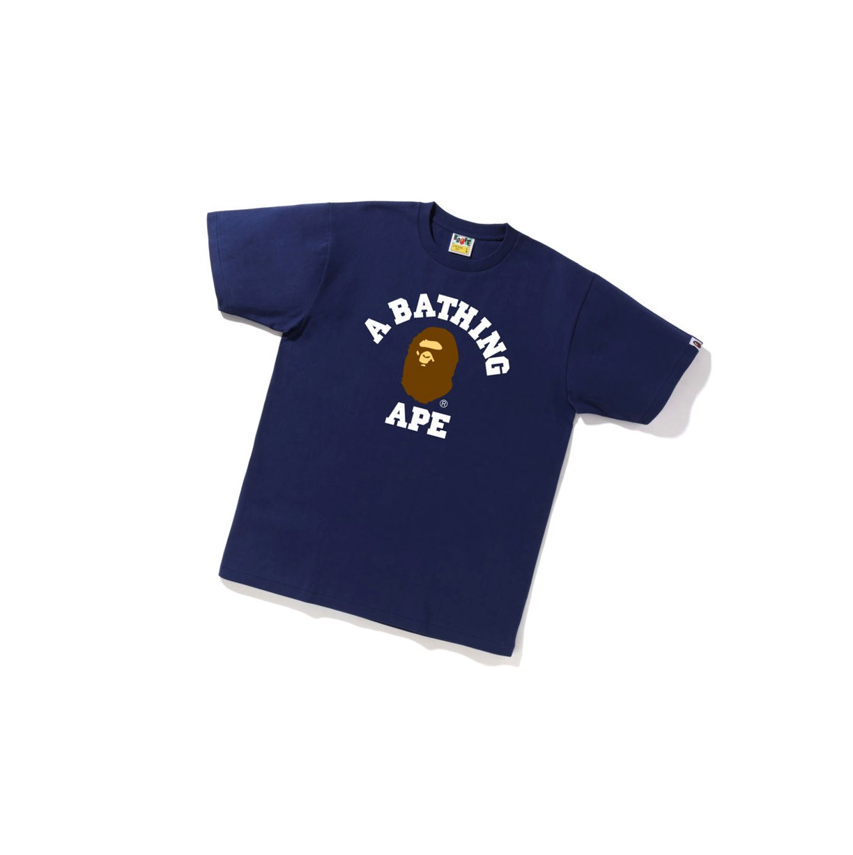 A BATHING APE Bape College Tee Kurzes Sleeve T-shirts Herren Navy Blau | 739516-BKX