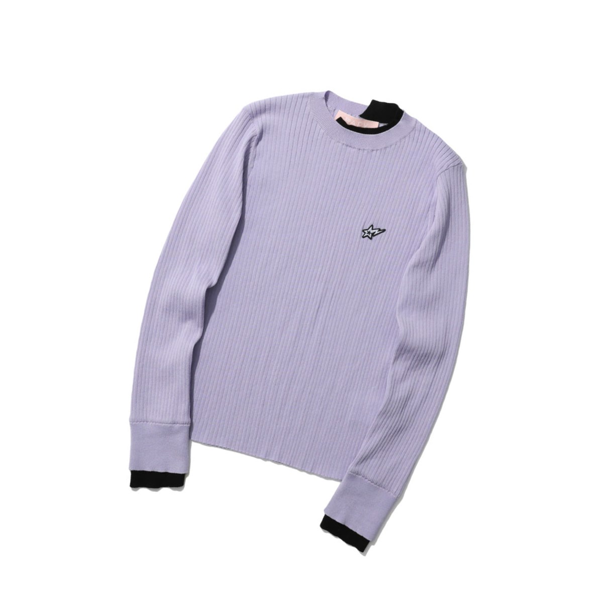 A BATHING APE Bape Contrast Ribbed Pullover Crew Neck Knitwear Bluse Damen Lilac | 831952-HEB