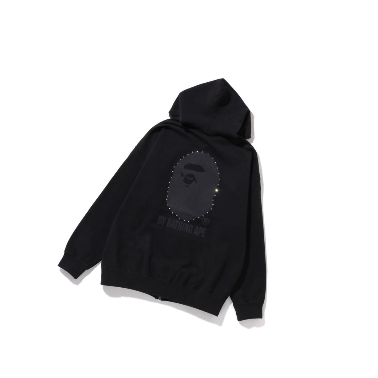 A BATHING APE Bape Crystal By Bathing Overdyed Oversized Full Zip Hoodie Damen Schwarz | 789104-EQP