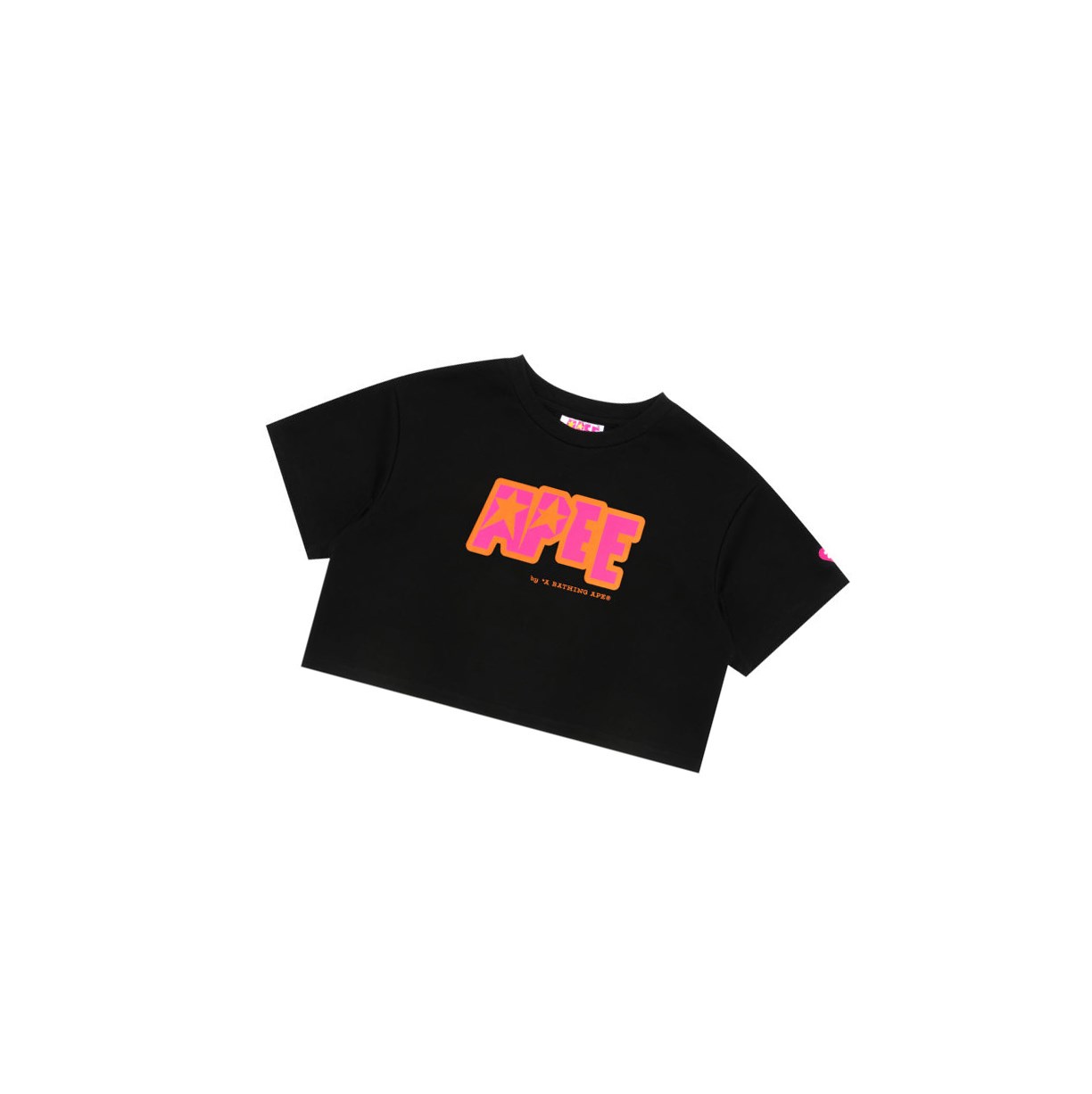 A BATHING APE Bape Double Logo Cropped Tee Kurzes Sleeve T-shirts Damen Schwarz | 392581-LFP