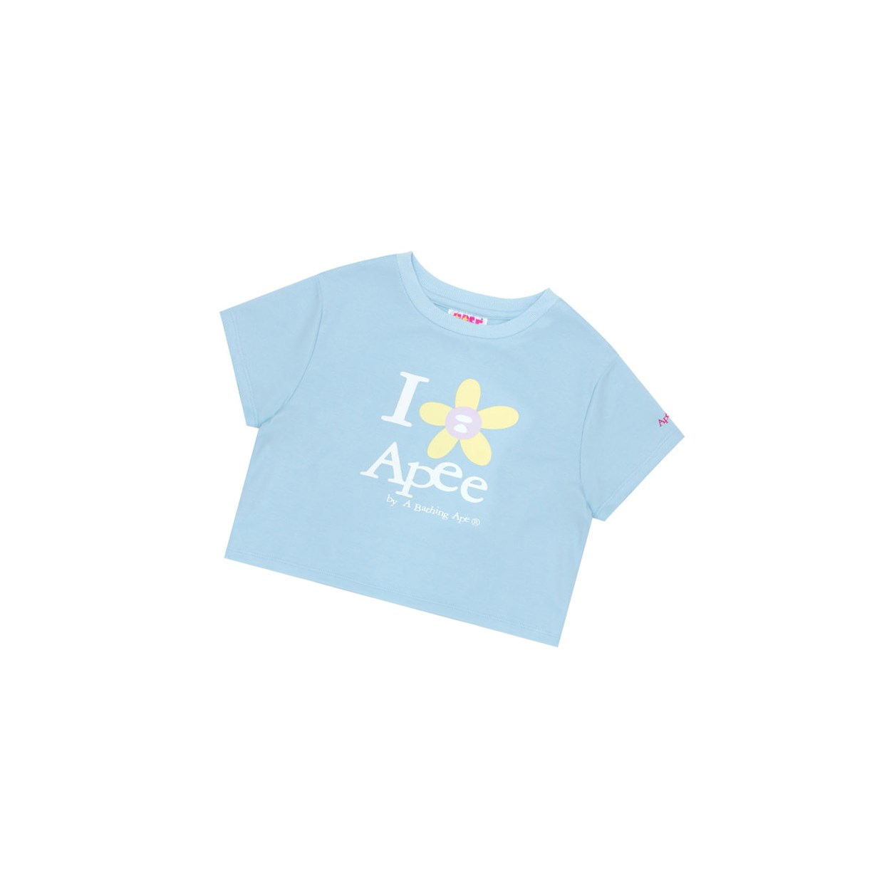 A BATHING APE Bape Flower Cropped Tee Kurzes Sleeve T-shirts Damen Blau | 705936-RIT