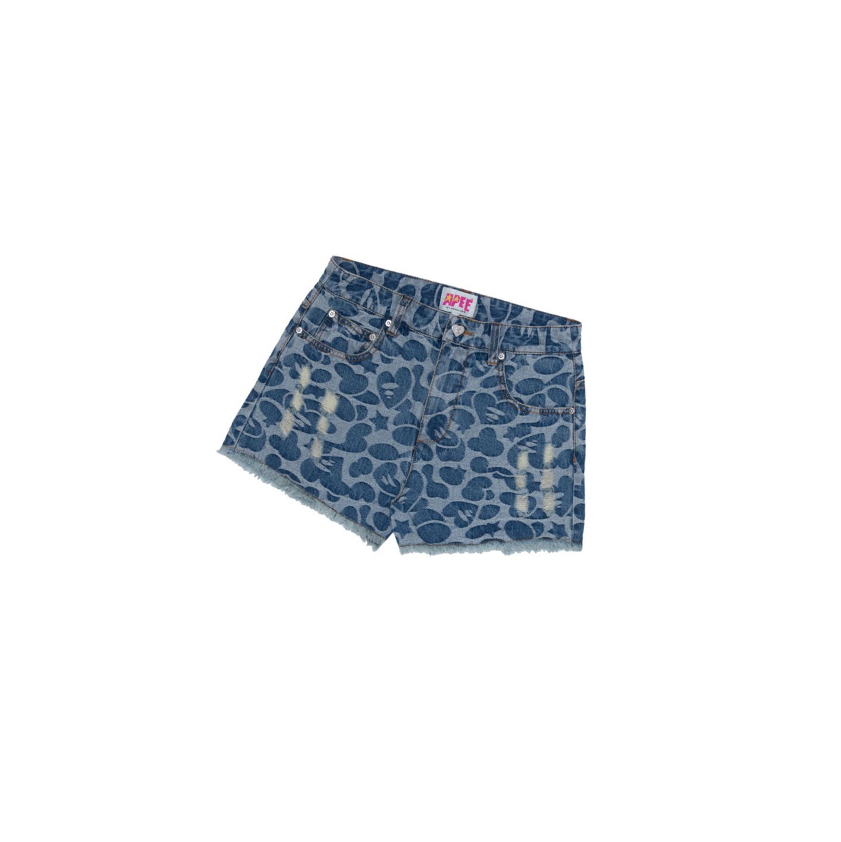 A BATHING APE Bape Graphic Denim Kurze Hose Damen Denim | 356074-MTG