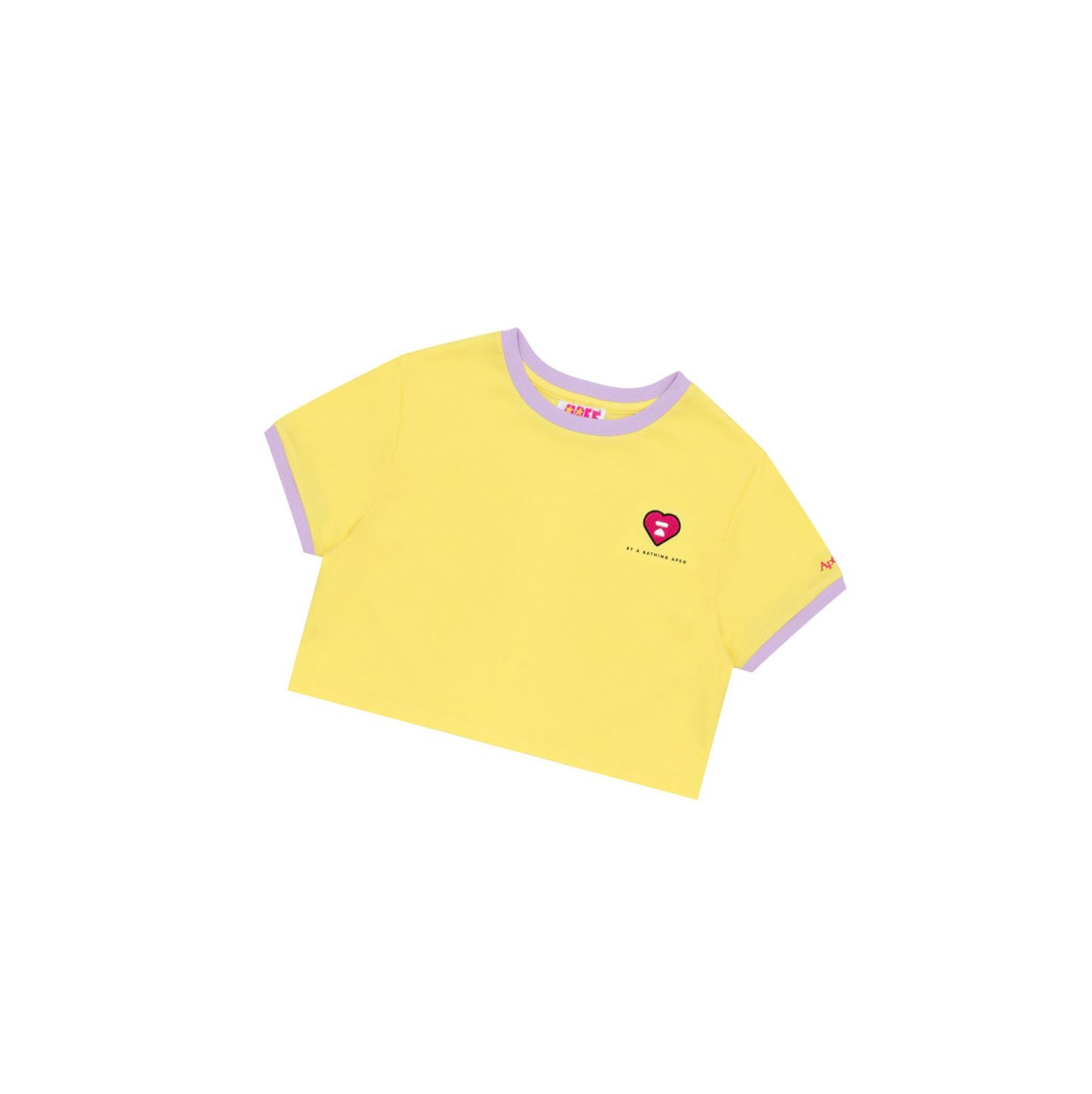 A BATHING APE Bape Heart Cropped Tee Kurzes Sleeve T-shirts Damen Gelb | 326741-HCY