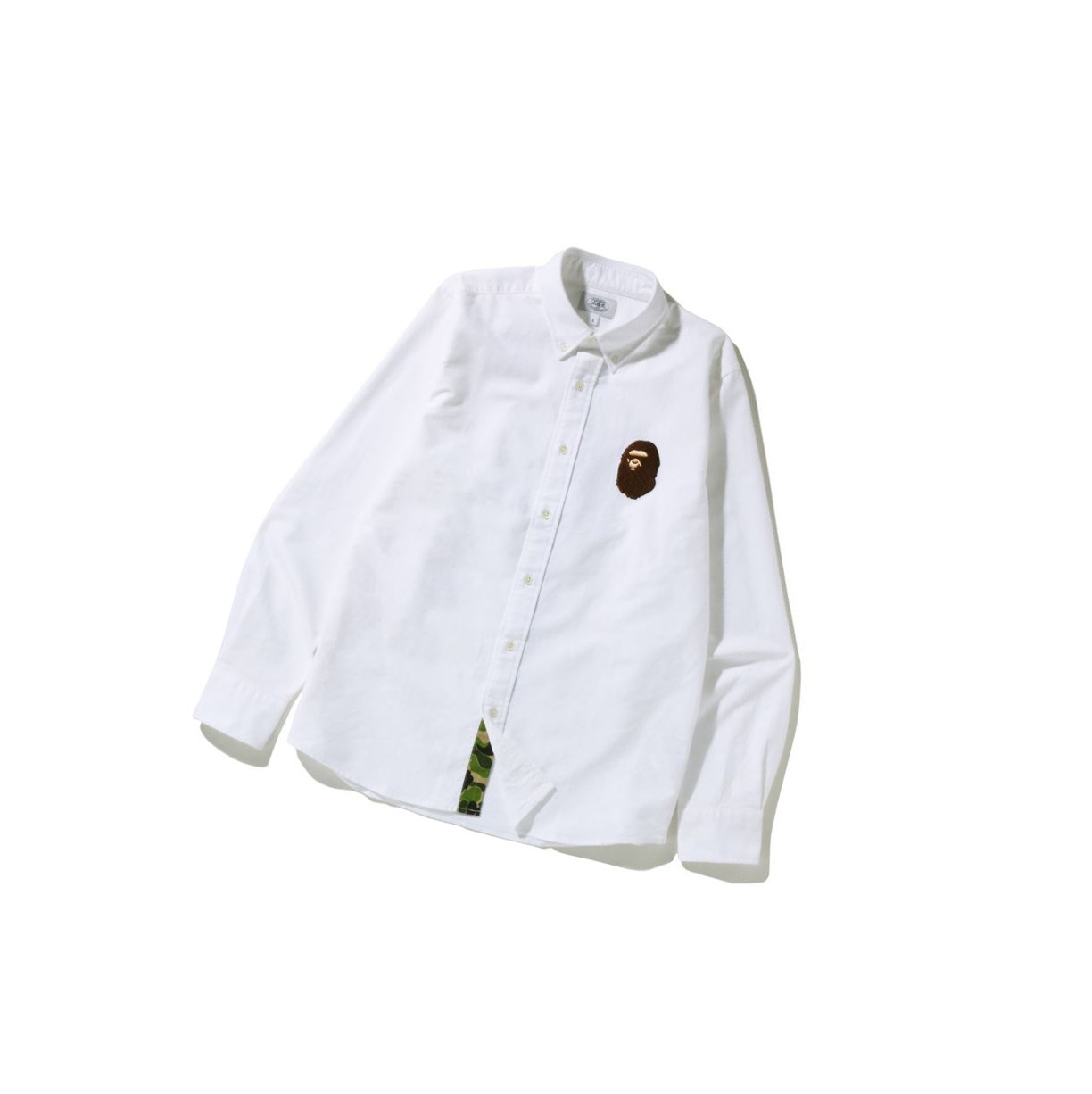 A BATHING APE Bape Large Ape Head Oxford Bd Long Sleeve Hemd Herren Weiß | 154069-SAM