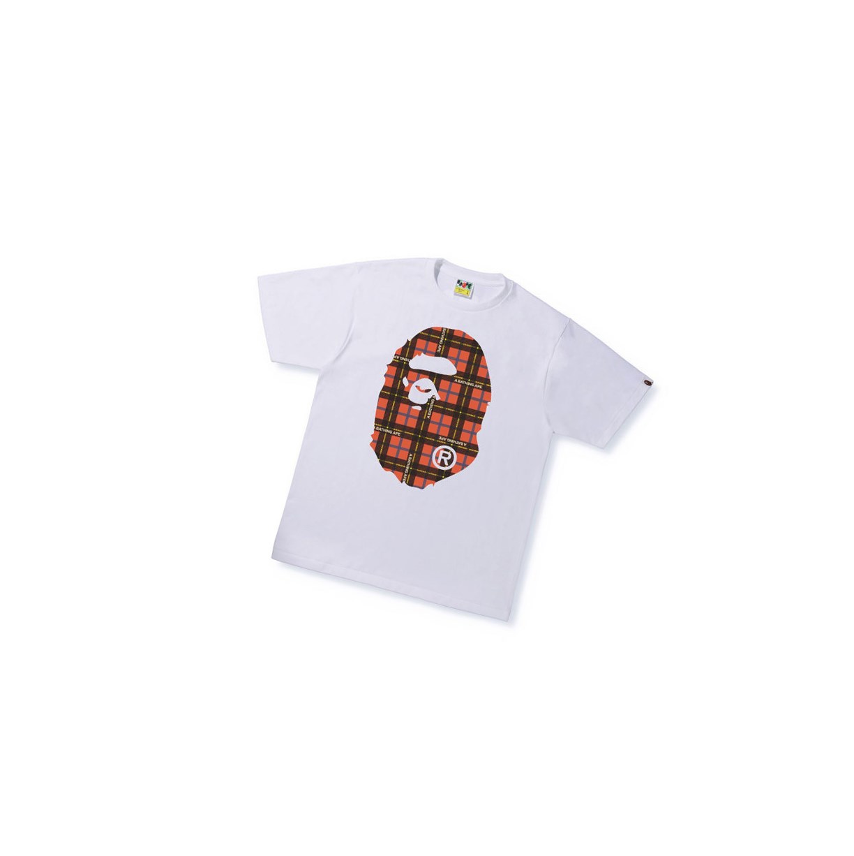 A BATHING APE Bape Logo Check Big Ape Head Tee Kurzes Sleeve T-shirts Herren Weiß | 567294-YFW