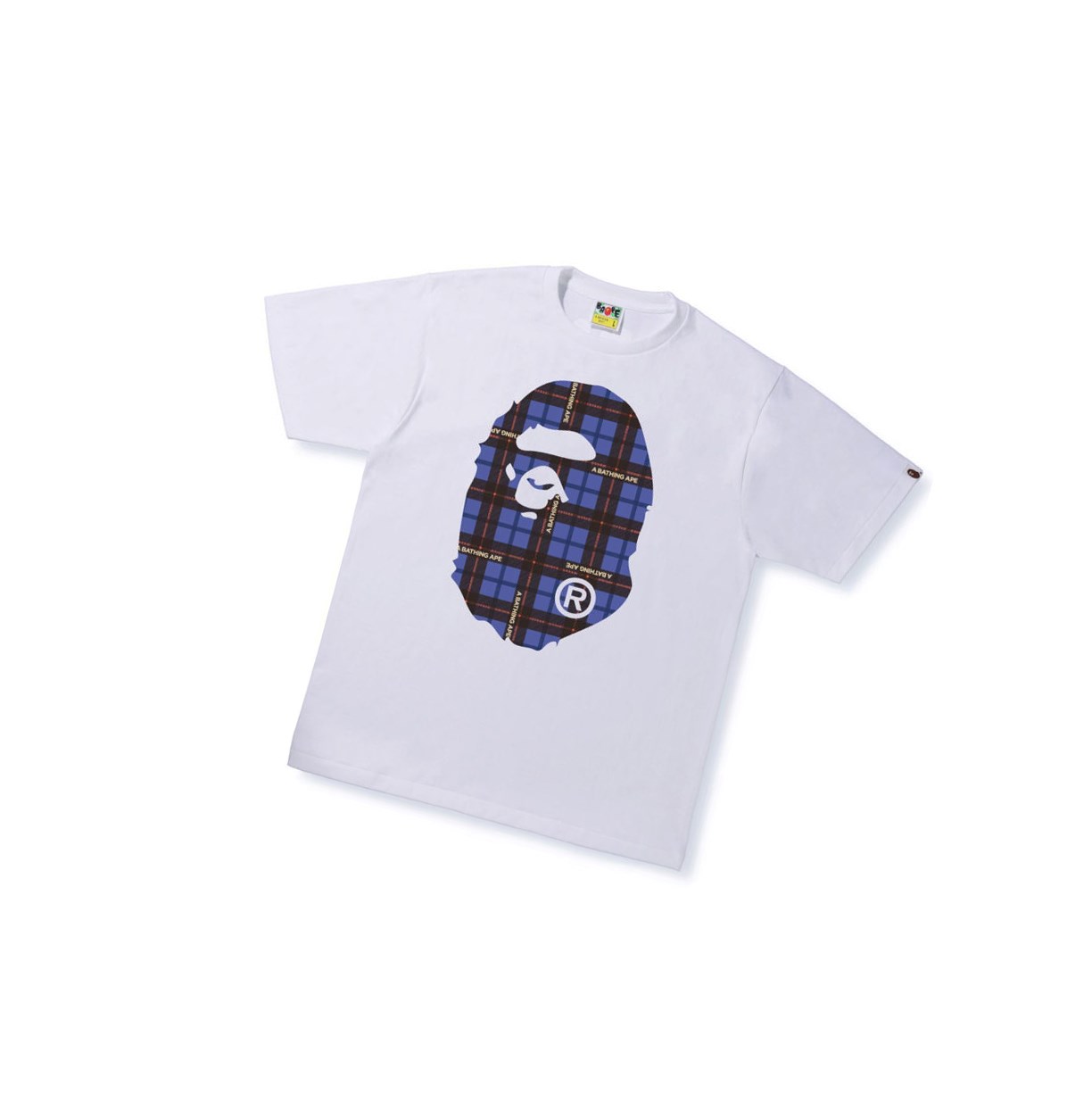 A BATHING APE Bape Logo Check Big Ape Head Tee Kurzes Sleeve T-shirts Herren Weiß | 831629-PLS