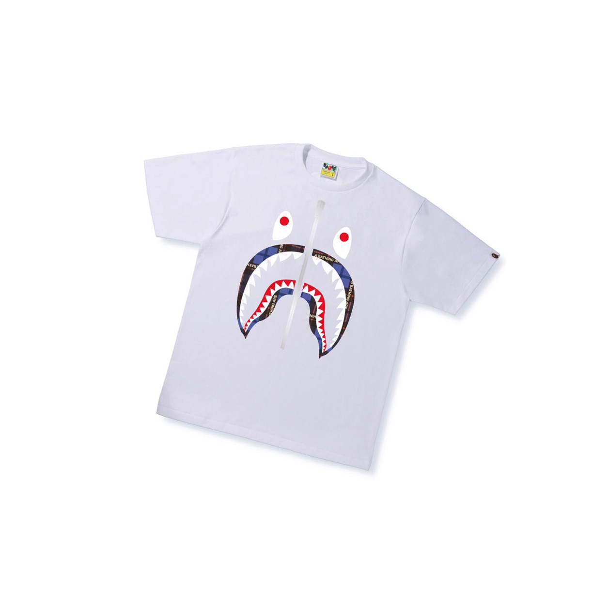 A BATHING APE Bape Logo Check Shark Tee Kurzes Sleeve T-shirts Herren Weiß | 093546-XSP