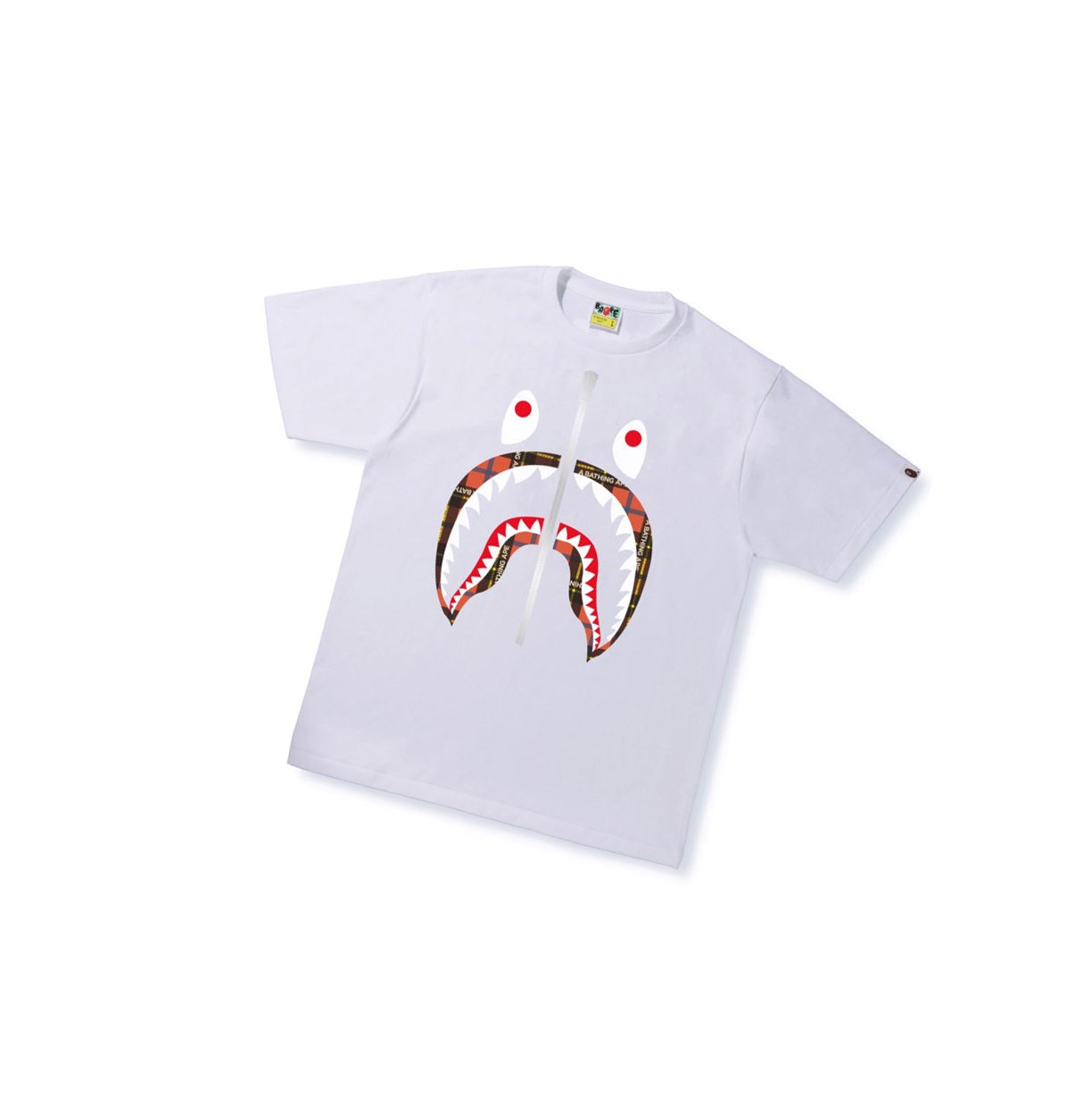 A BATHING APE Bape Logo Check Shark Tee Kurzes Sleeve T-shirts Herren Weiß | 703582-EVT