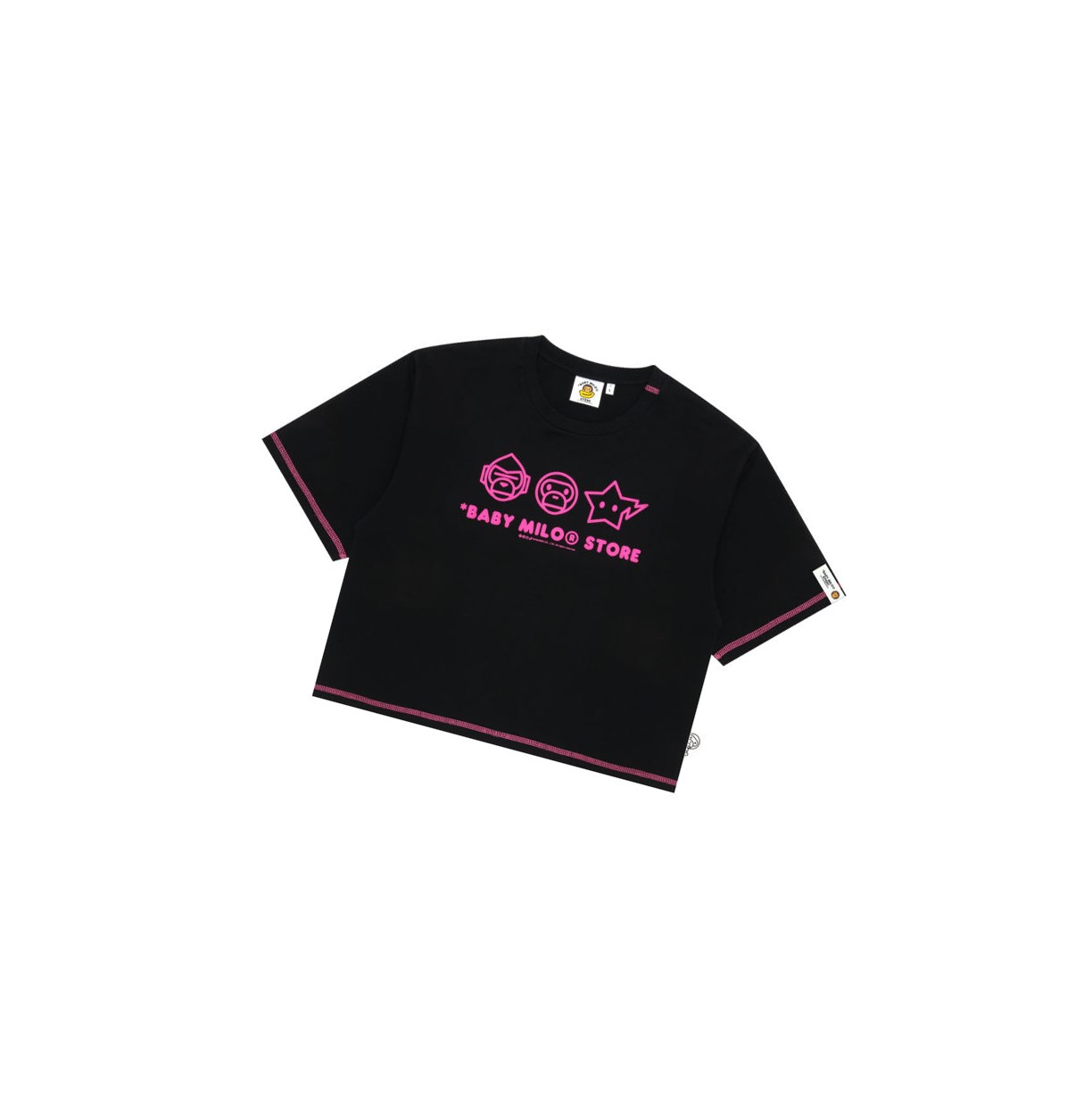 A BATHING APE Bape Logo Crop Fit Tee Kurzes Sleeve T-shirts Damen Schwarz | 359072-ULF